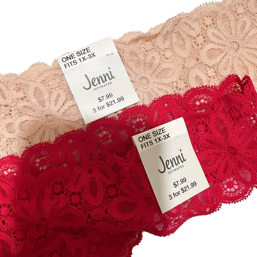 Jenni Intimates Womens Chai Red Plus Size Fits‎ 1X-3X One Size (2) Pairs ~~ NWT - Picture 3 of 4